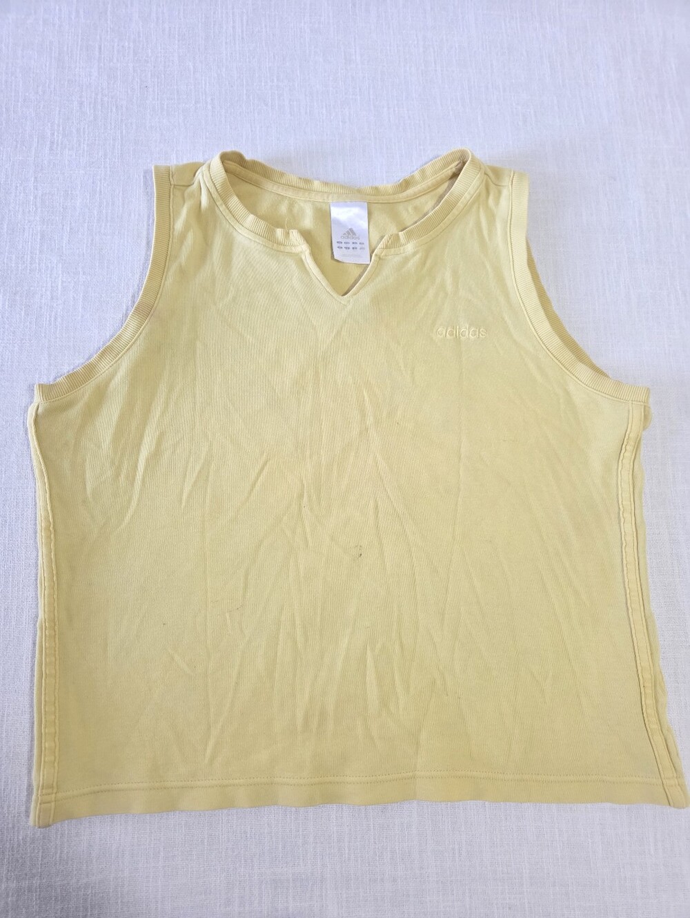 Vintage Y2k Adidas Yellow Tank Top 3-stripes 100% Cotton Womens Large